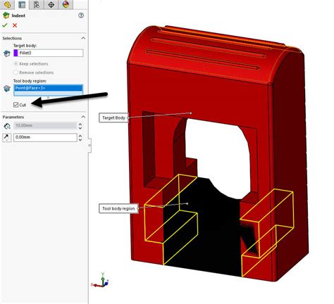 solidworks tool body indent